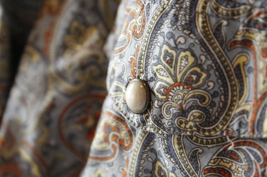 Vintage Showshirt Ranchriding hellblau Paisley Größe M