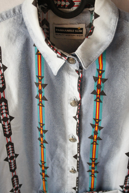 Vintage Showoberteil Aztec Pattern Bunt Damen M