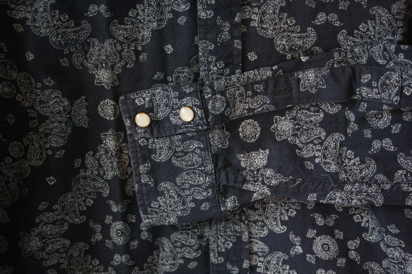 Vintage Showoberteil Paisley Marineblau Herren M