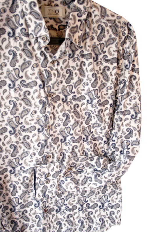 Showoberteil Paisley weiß/blau Herren L