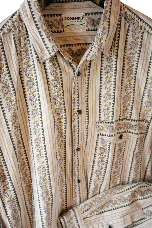 Leichtes Vintage Showoberteil Ranchriding Floral beige Herren L