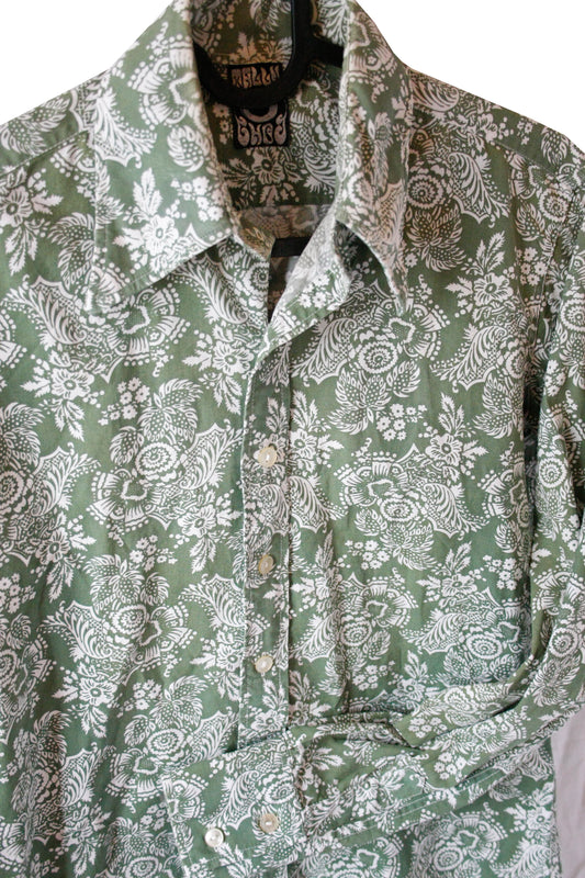 Vintage Showshirt Ranchriding Paisley grün Damen S/M