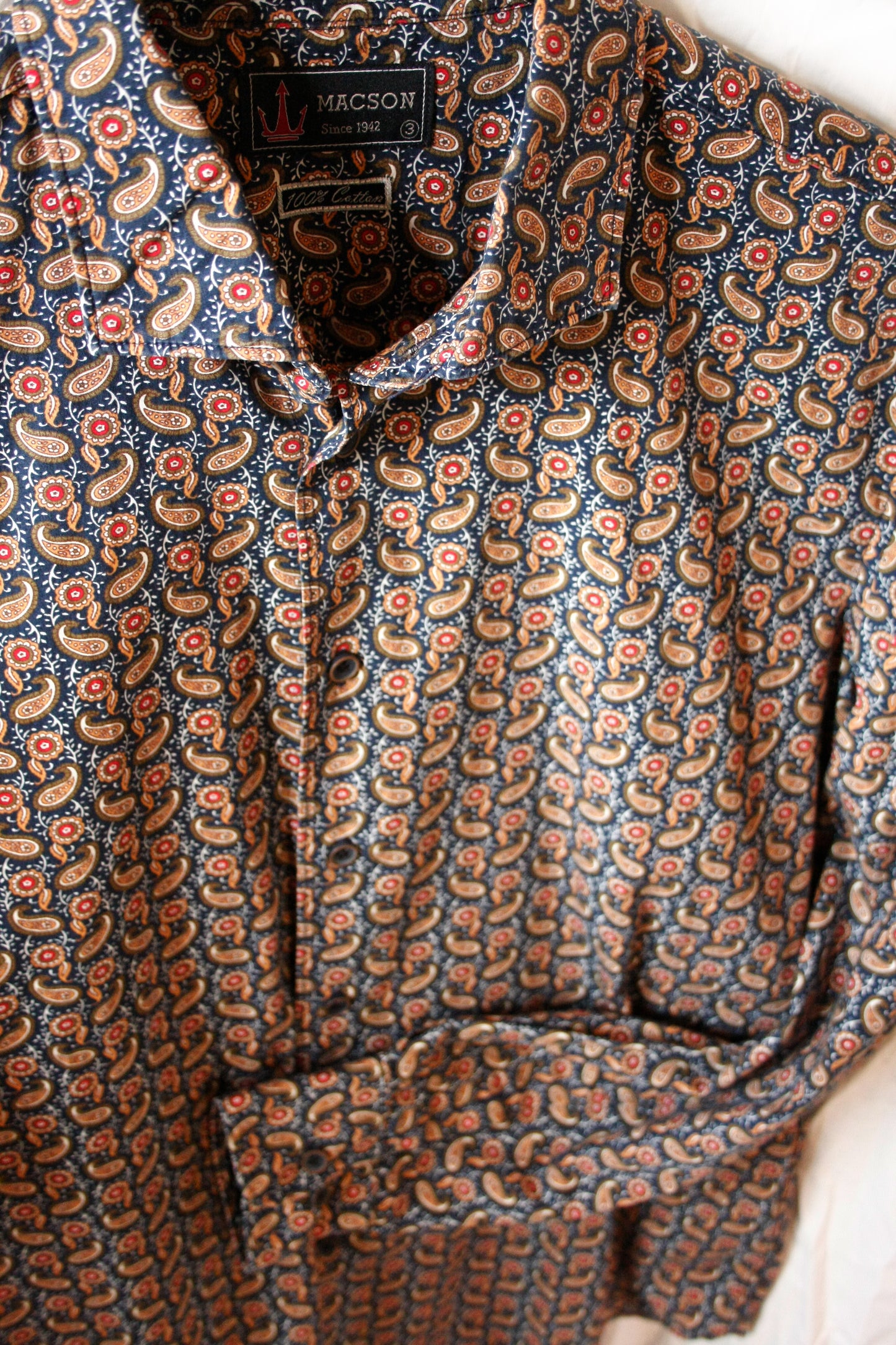 Showoberteil Paisley Blau Herren L