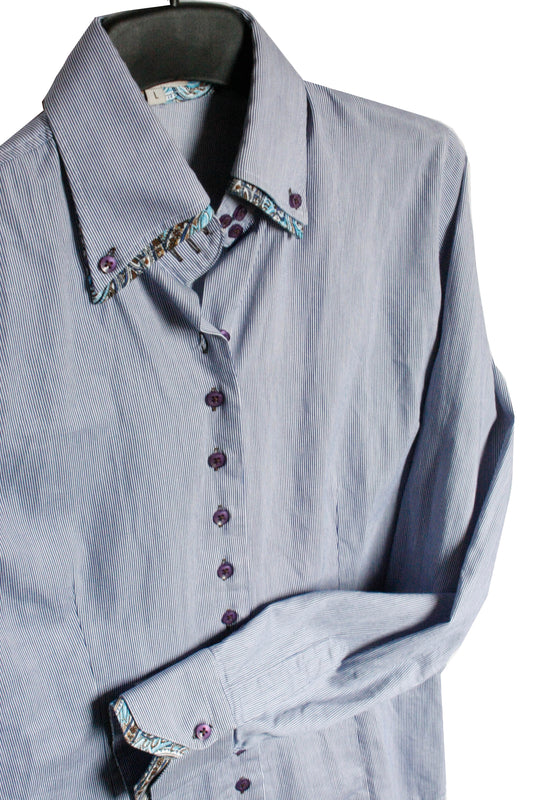 Showoberteil Ranchriding Blue Stripes Damen L