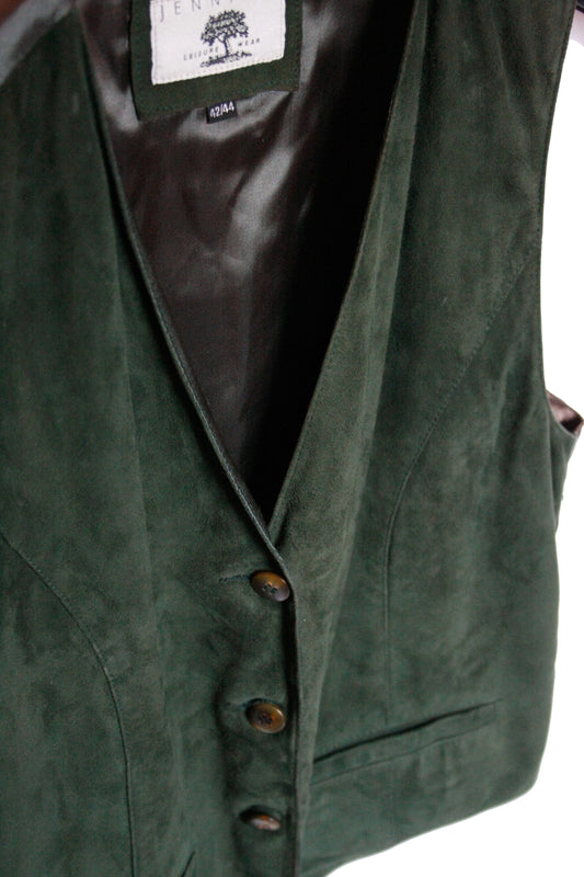 Ranch Riding Weste Leder Waldgrün Damen L