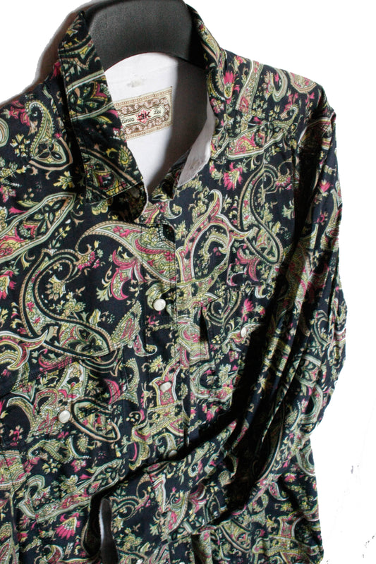 Vintage Showoberteil Ranchriding Neon Paisley Damen L