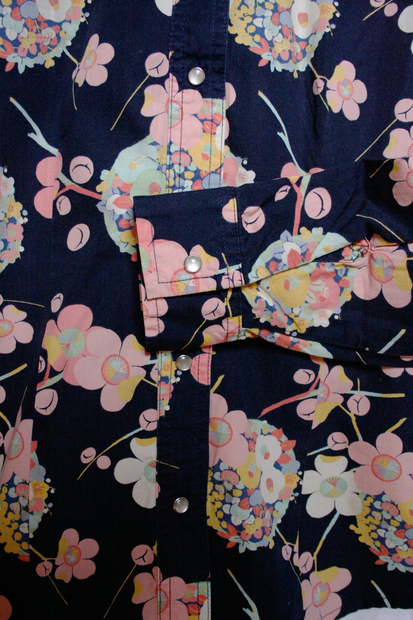 Vintage Showoberteil Ranchriding Floral blau/rosa Damen S