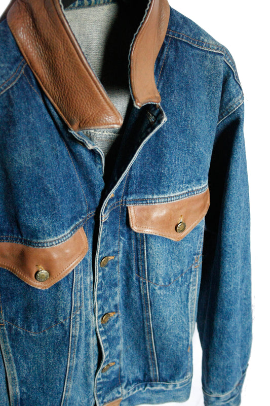Vintage Denim Leather Jacket