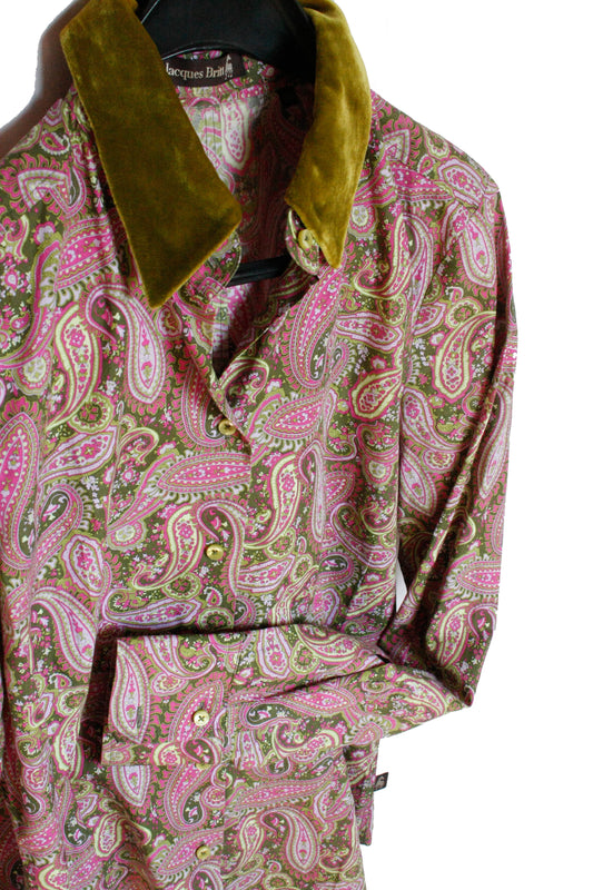 Showoberteil Ranchriding Paisley grün Samt Damen S