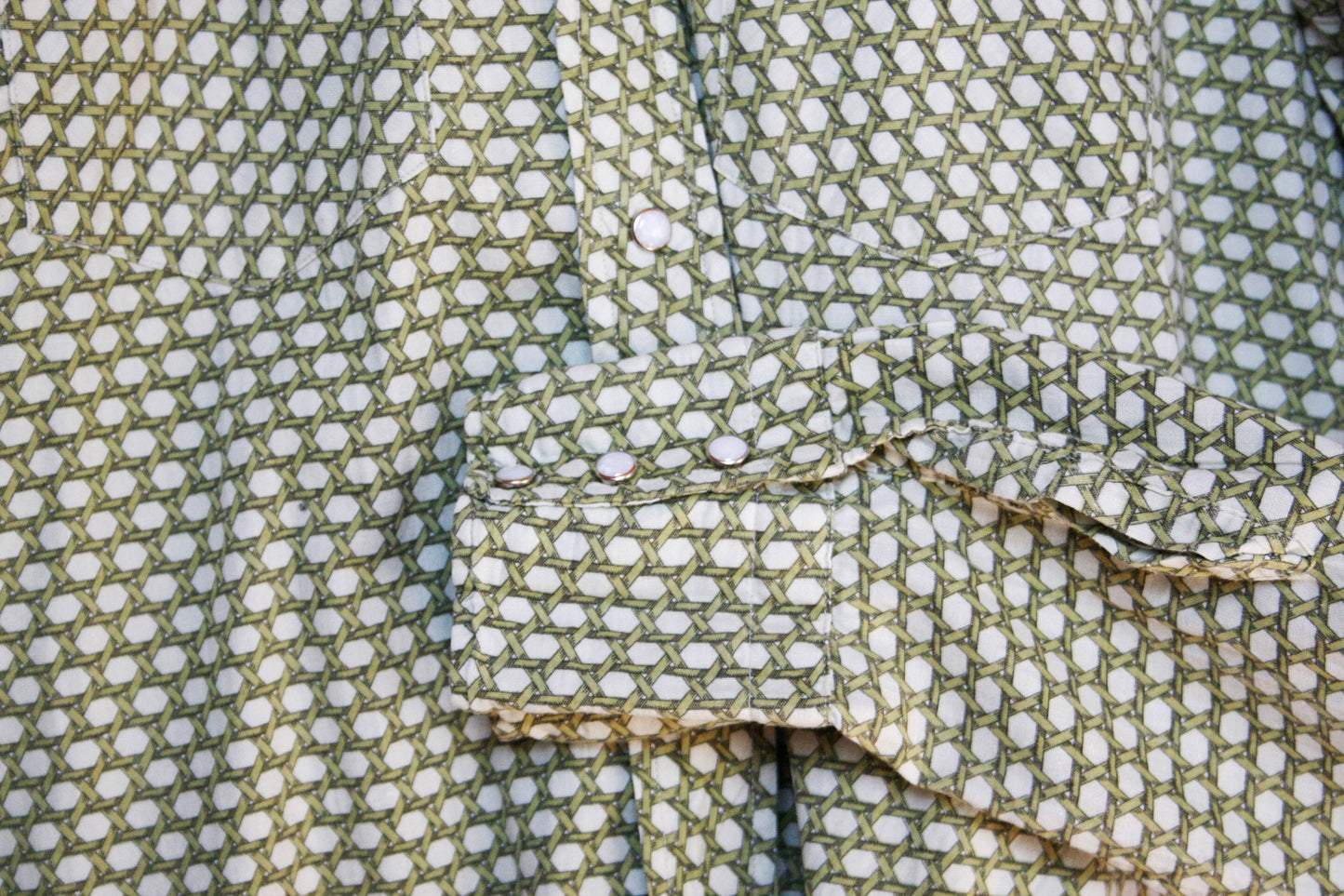 Vintage Showoberteil Pattern Grün Herren L