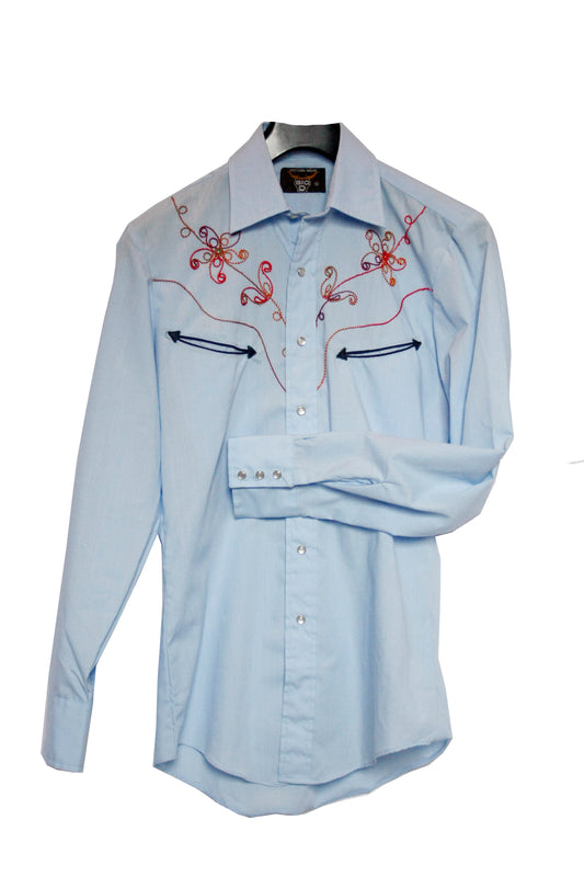 Vintage Showshirt Ranchriding hellblau Embroidered Unisex M