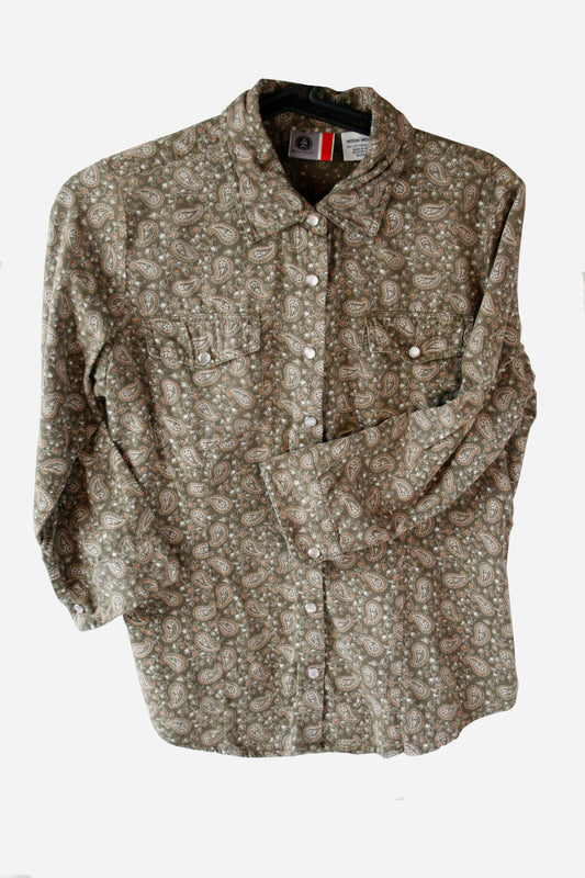 VIntage Shirt Paisley grün 7/8 Ärmel Damen M