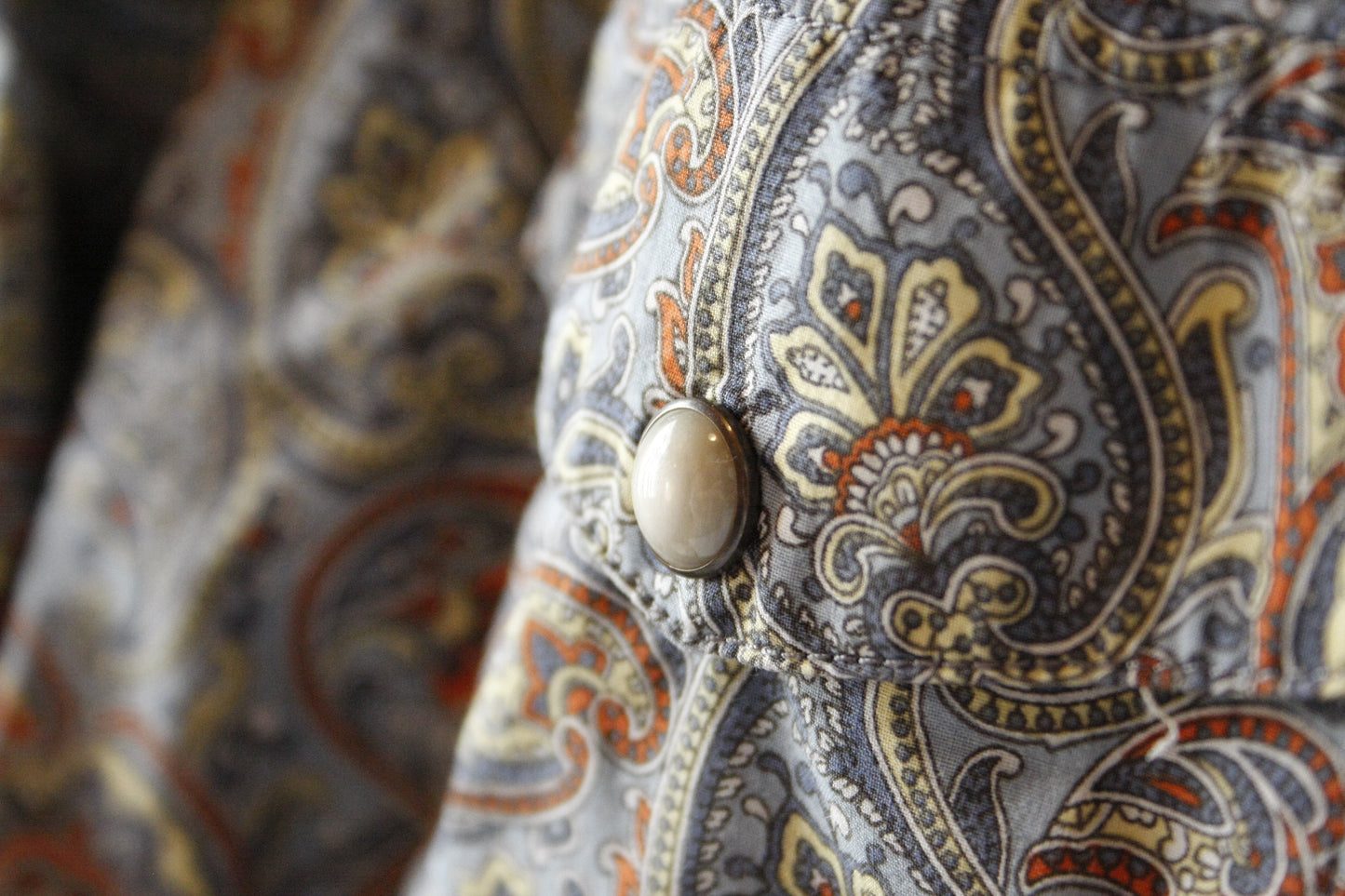 Vintage Showshirt Ranchriding hellblau Paisley Größe M