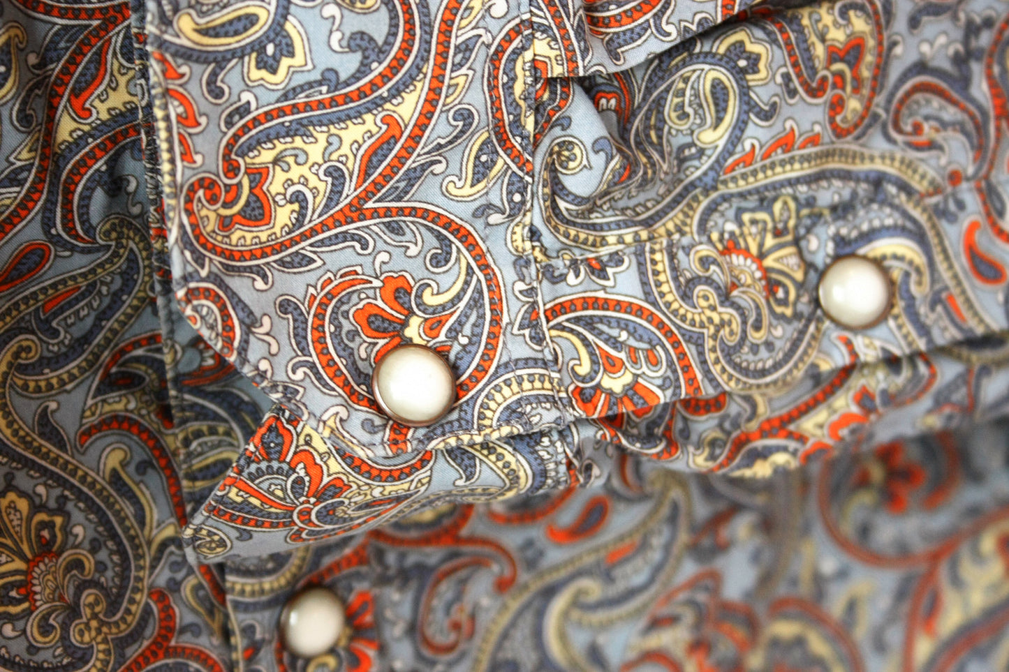 Vintage Showshirt Ranchriding hellblau Paisley Größe M