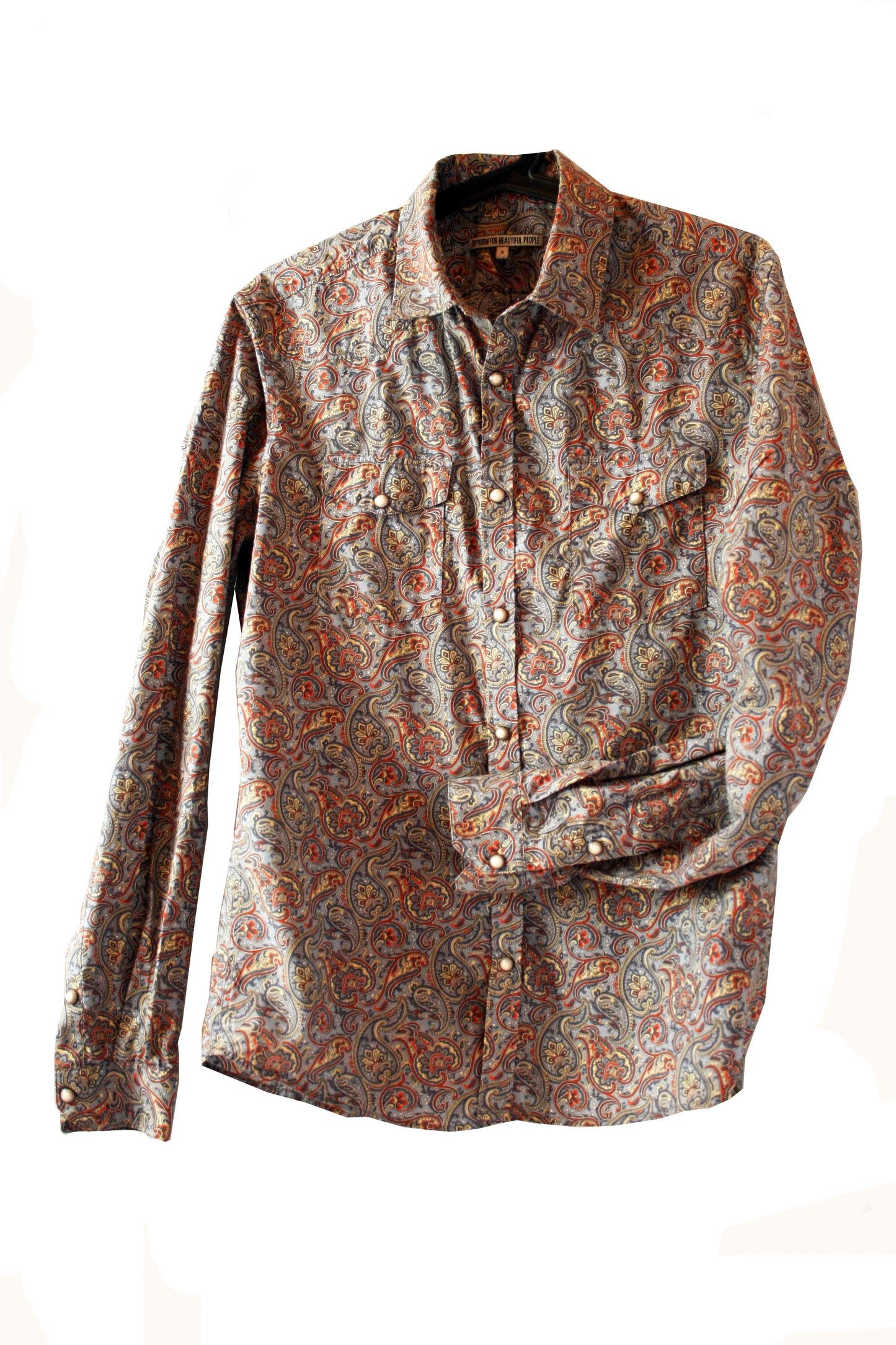 Vintage Showshirt Ranchriding hellblau Paisley Größe M