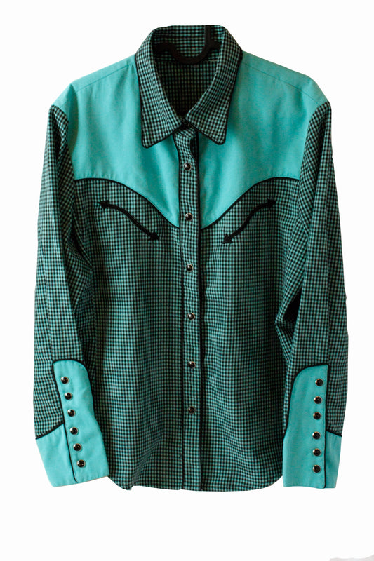 Vintage Old School Showoberteil türkis Damen M/L