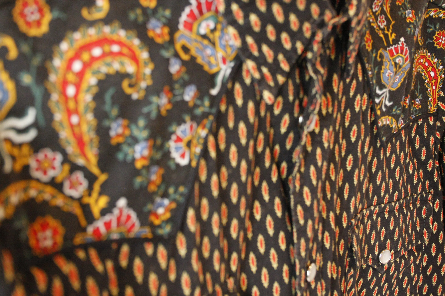 Vintage Showoberteil Paisley Patches Damen M