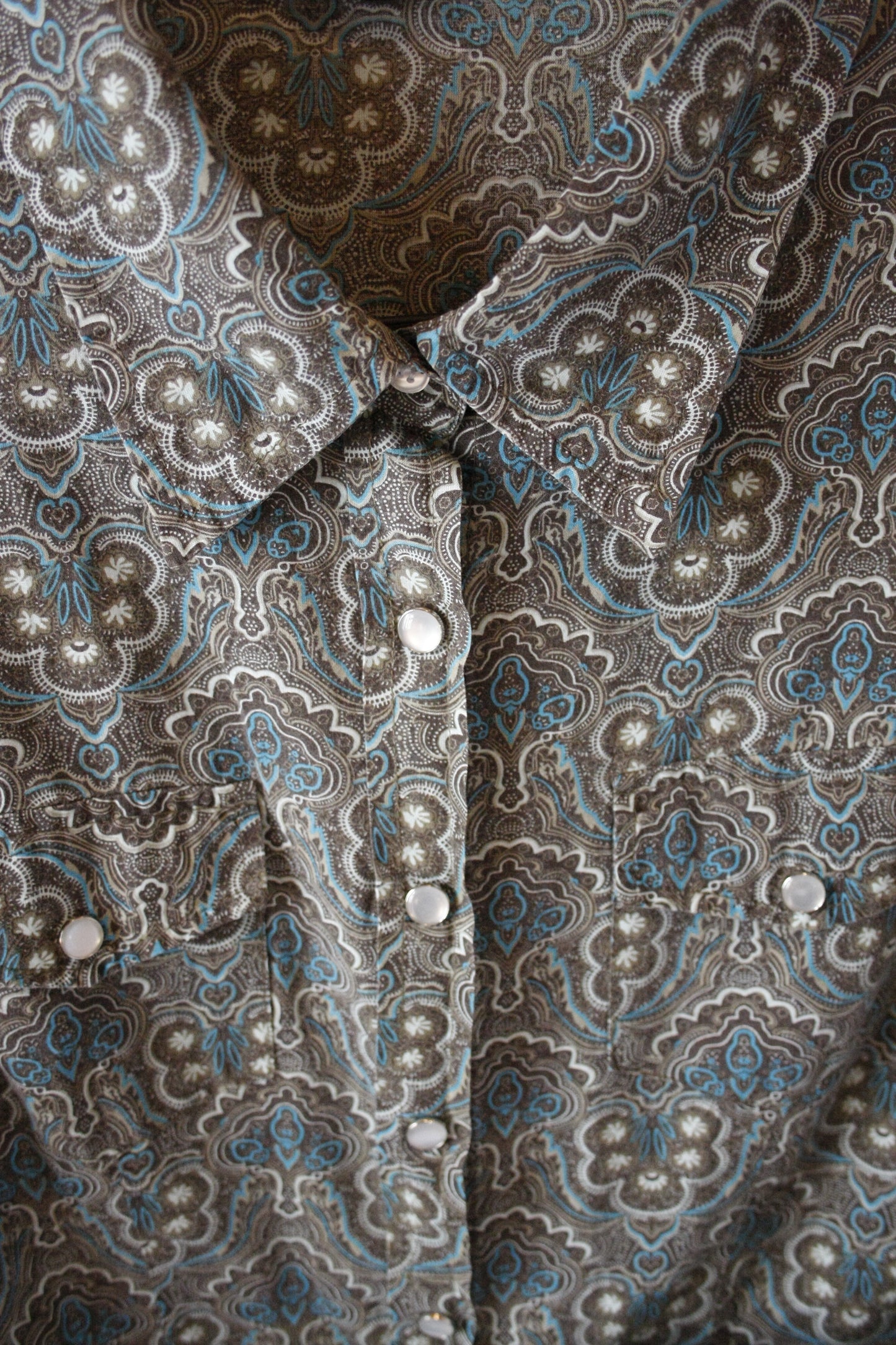 Vintage Showshirt Ranchriding türkis Paisley Damen M