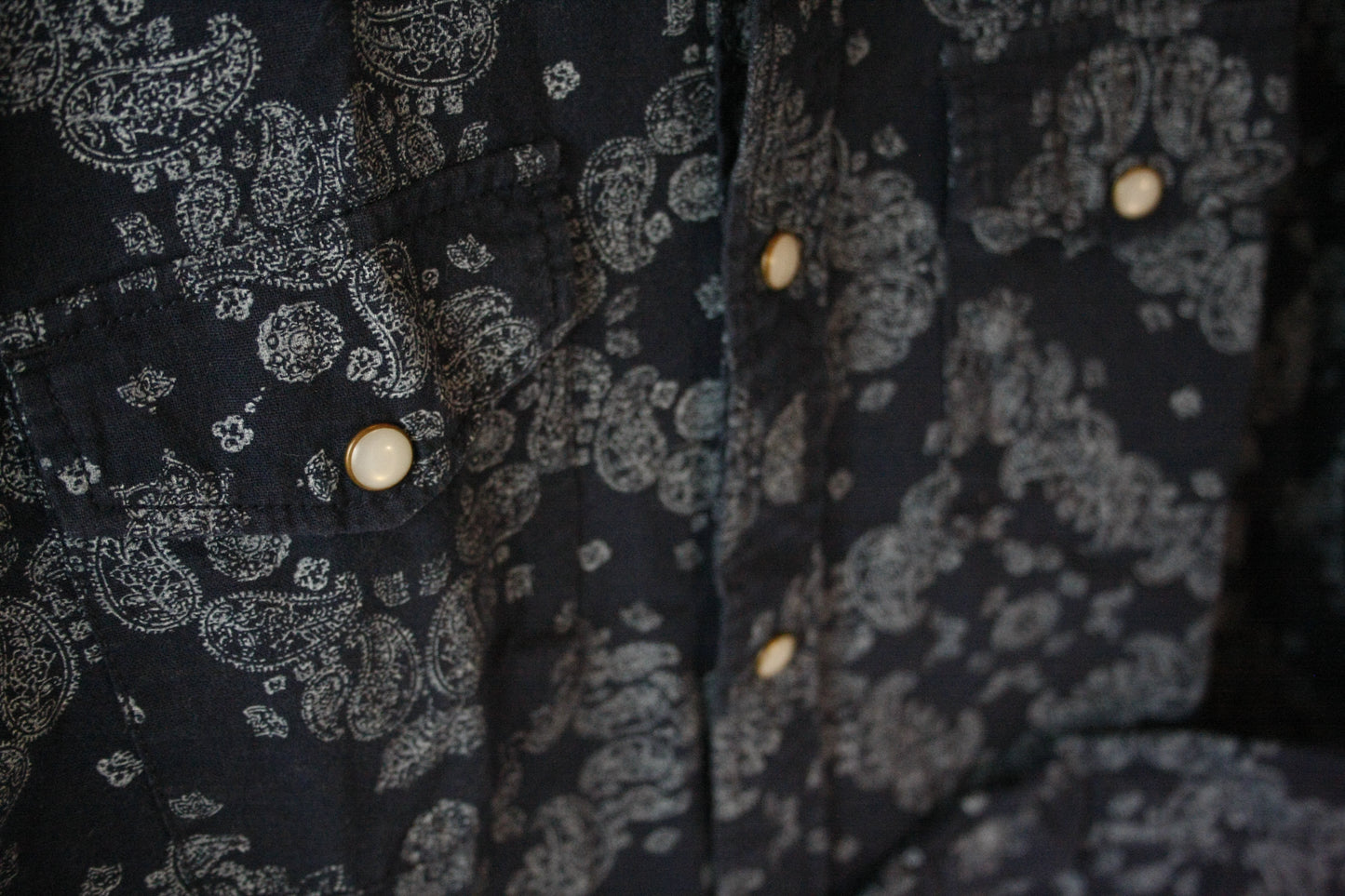 Vintage Showoberteil Paisley Marineblau Herren M