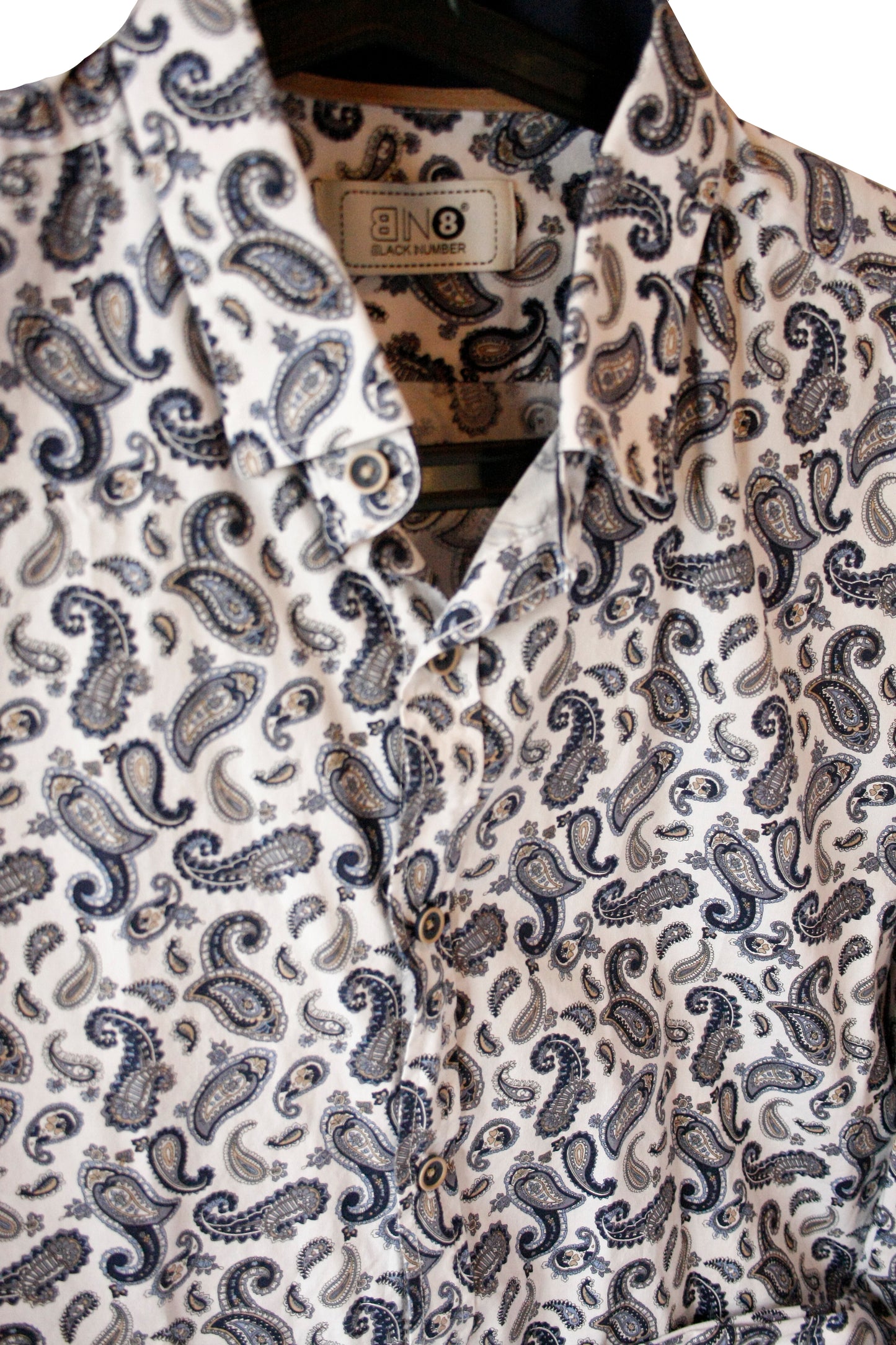 Showoberteil Paisley weiß/blau Herren L