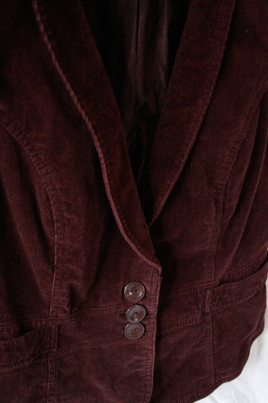 Vintage Ranch Riding Weste Cord Bordeaux Damen L