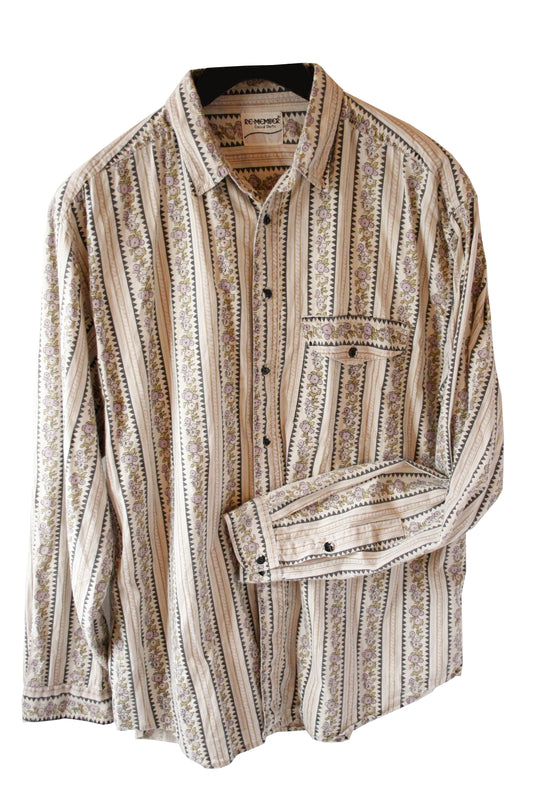 Leichtes Vintage Showoberteil Ranchriding Floral beige Herren L