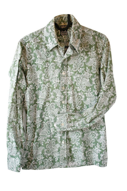 Vintage Showshirt Ranchriding Paisley grün Damen S/M