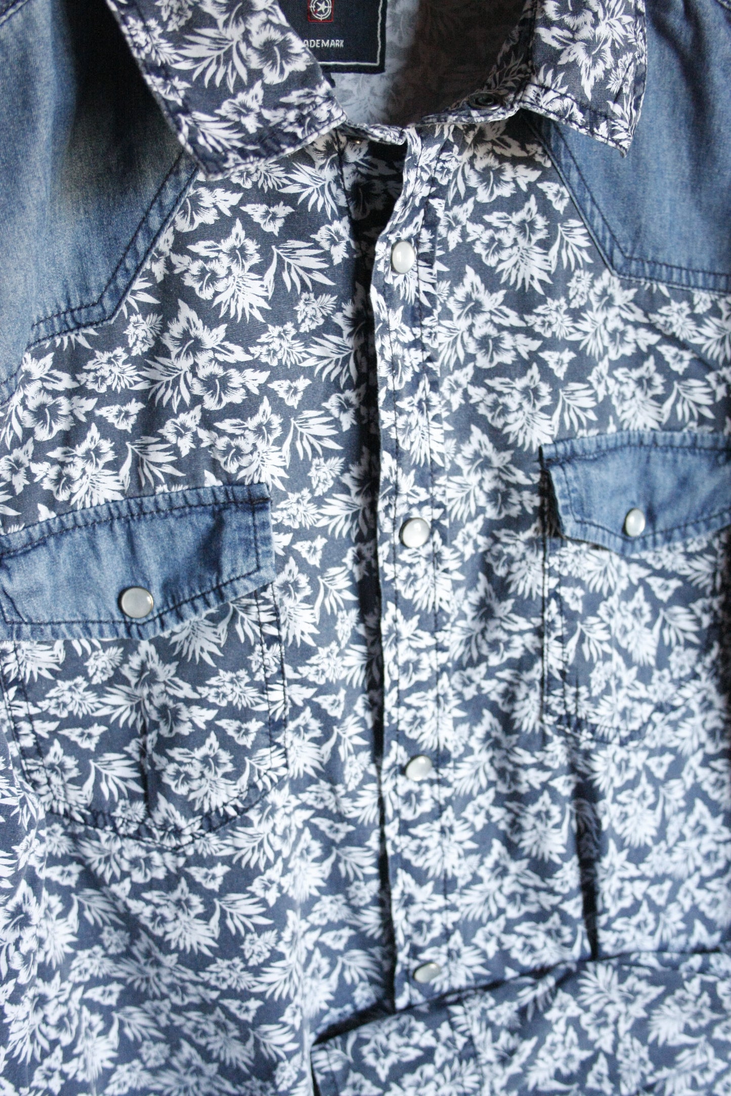 Showoberteil Ranchriding Floral Blau/Jeans Herren Größe L