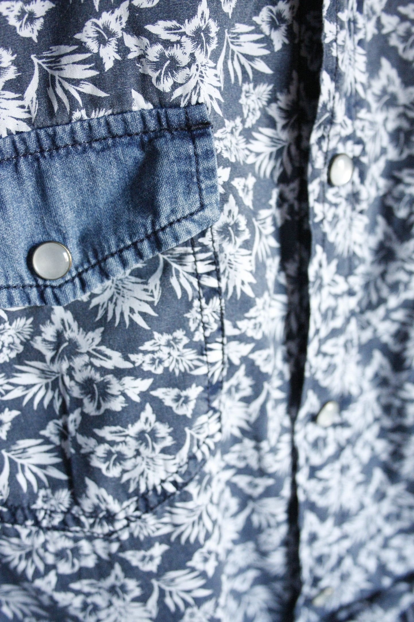 Showoberteil Ranchriding Floral Blau/Jeans Herren Größe L