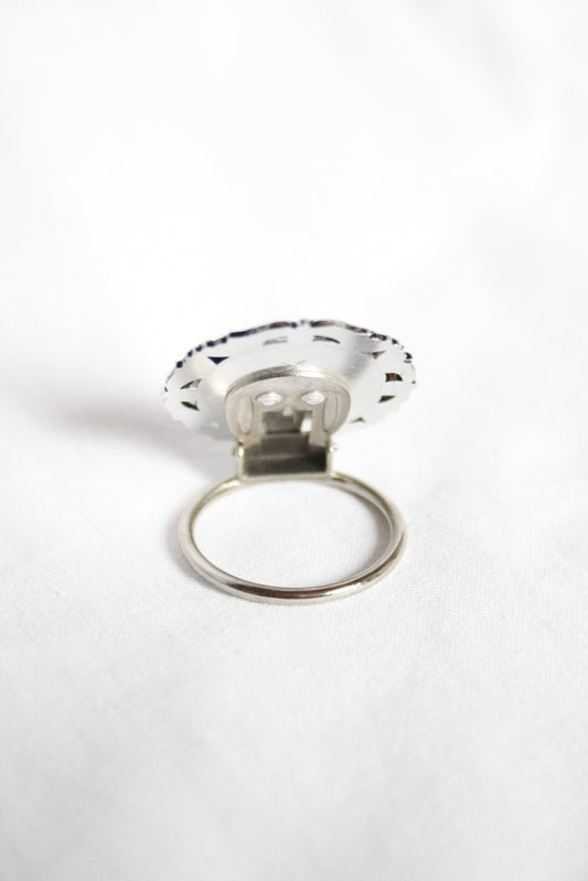 Wild Rag Clip Blumen Motiv Silber Oval