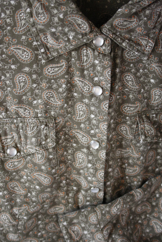 VIntage Shirt Paisley grün 7/8 Ärmel Damen M