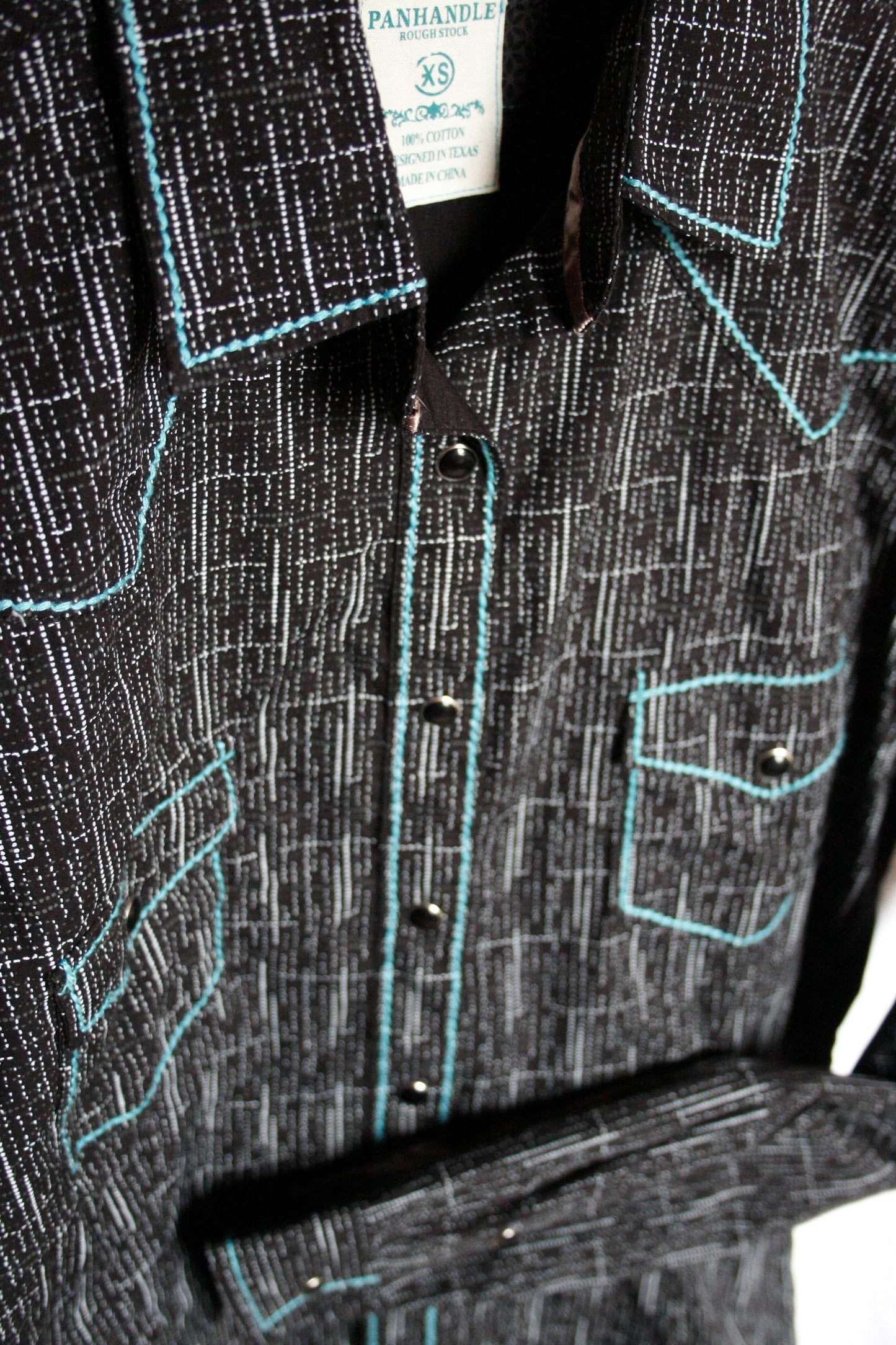 Vintage Showoberteil Pattern Türkis Damen XS