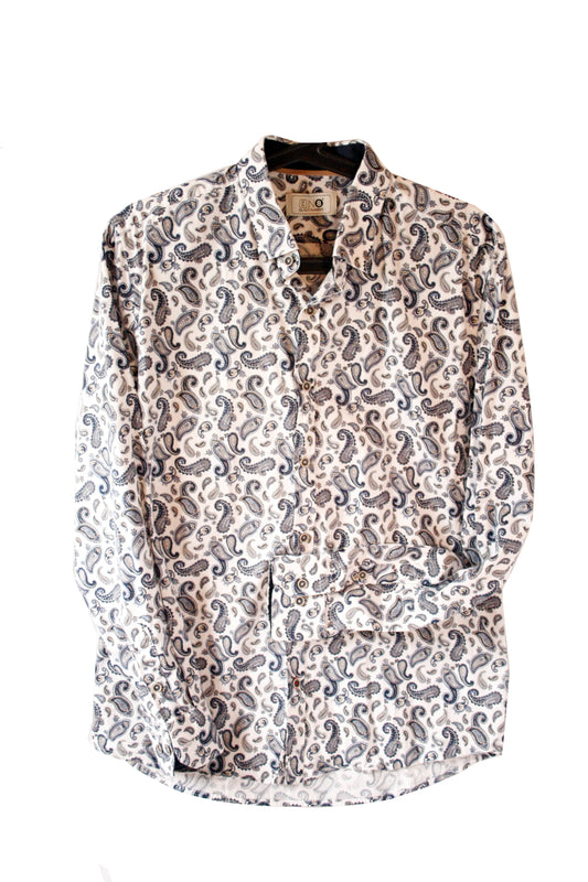 Showoberteil Paisley weiß/blau Herren L