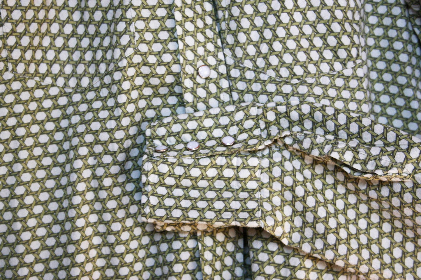 Vintage Showoberteil Pattern Grün Herren L