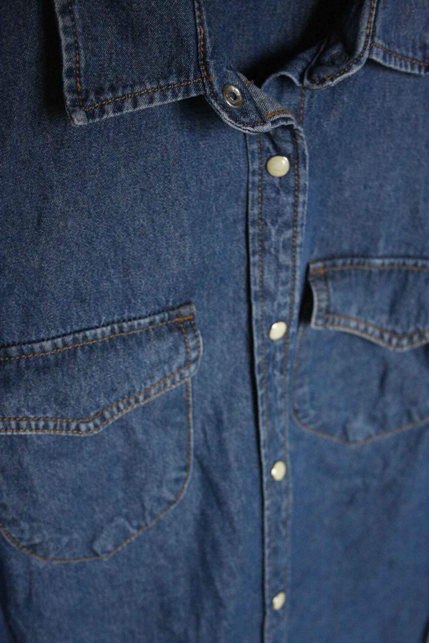 Vintage Denim Pearl Snap Unisex Größe M