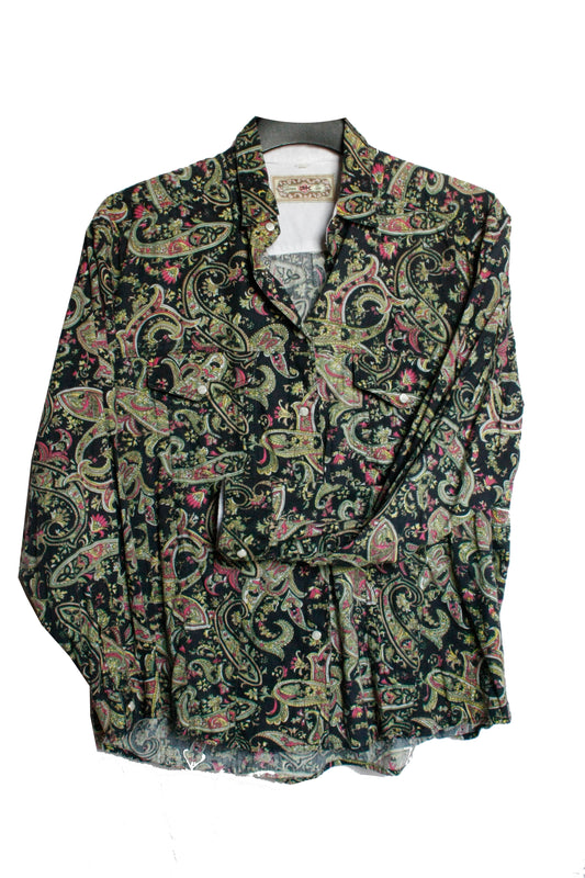 Vintage Showoberteil Ranchriding Neon Paisley Damen L