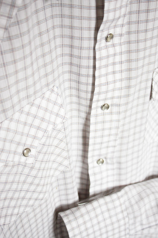 Vintage Showoberteil kariert weiß Herren XXL