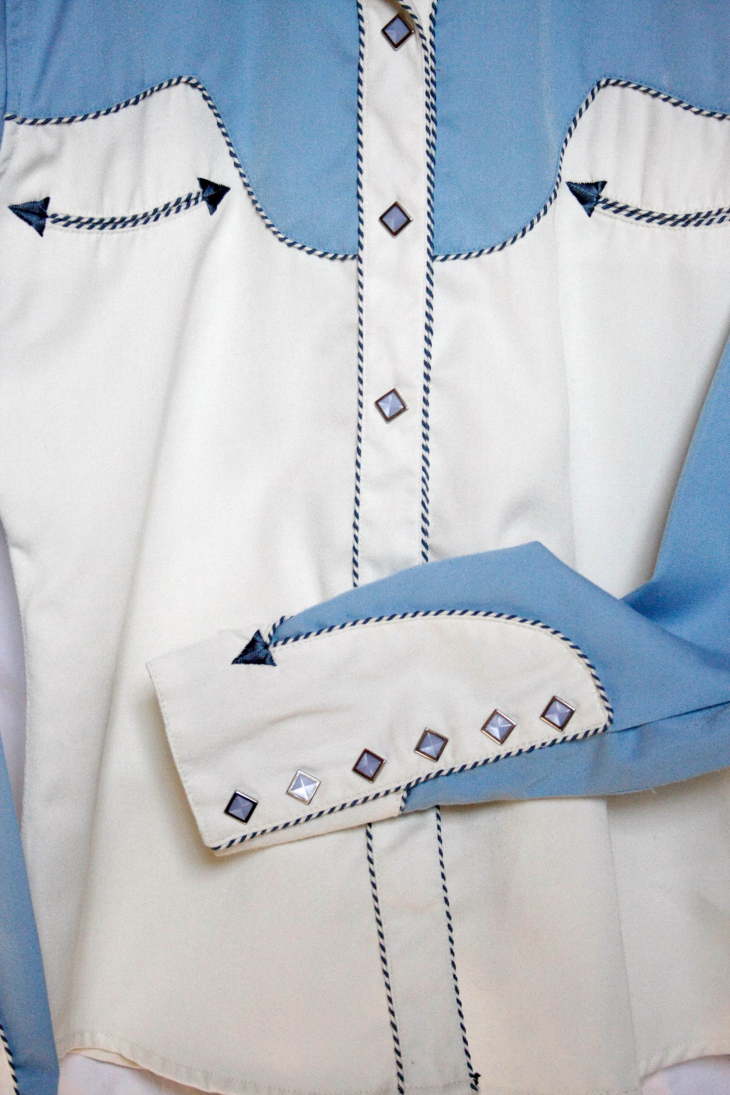Vintage Old School Showoberteil Hellblau Damen S