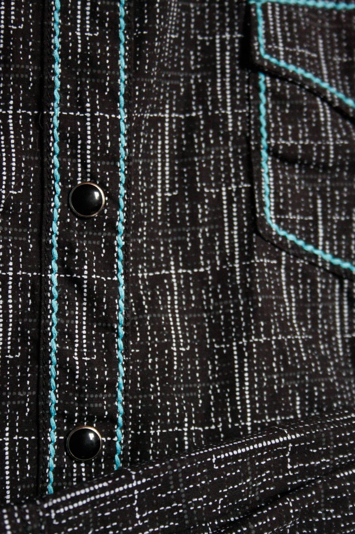 Vintage Showoberteil Pattern Türkis Damen XS