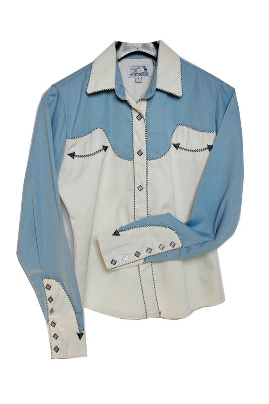 Vintage Old School Showoberteil Hellblau Damen S