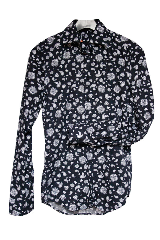 Showoberteil Paisley dunkelblau Herren S