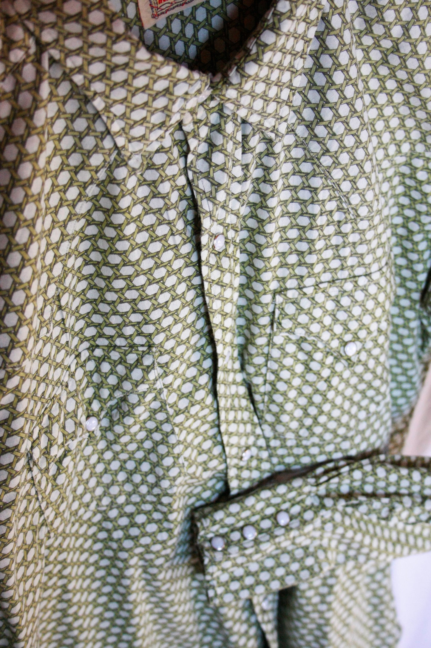 Vintage Showoberteil Pattern Grün Herren L