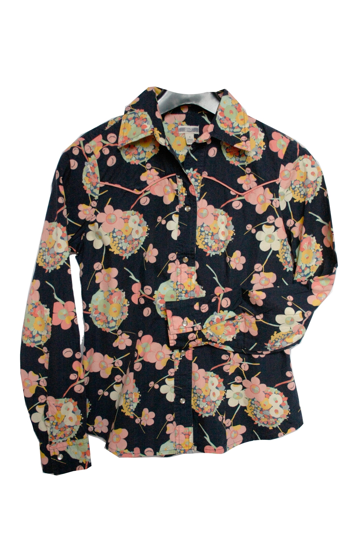 Vintage Showoberteil Ranchriding Floral blau/rosa Damen S