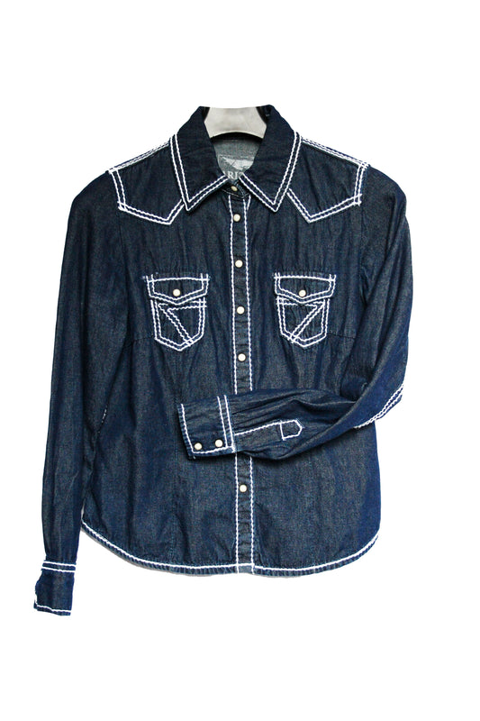 Vintage Denim Button Up Showshirt Damen Gr. S
