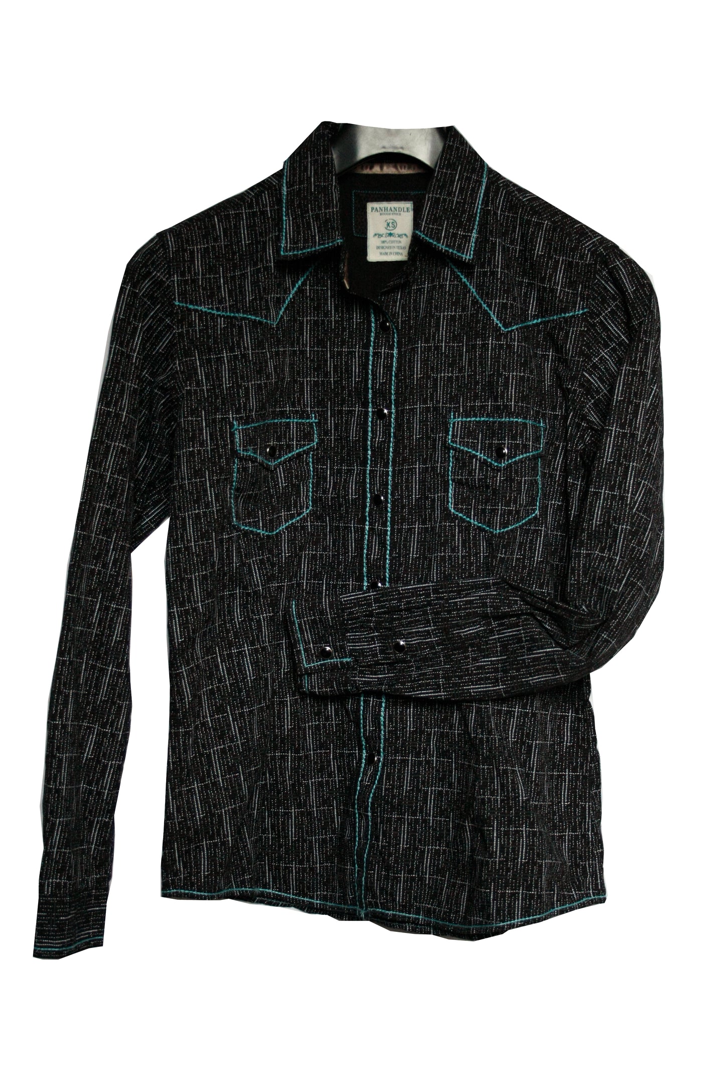 Vintage Showoberteil Pattern Türkis Damen XS