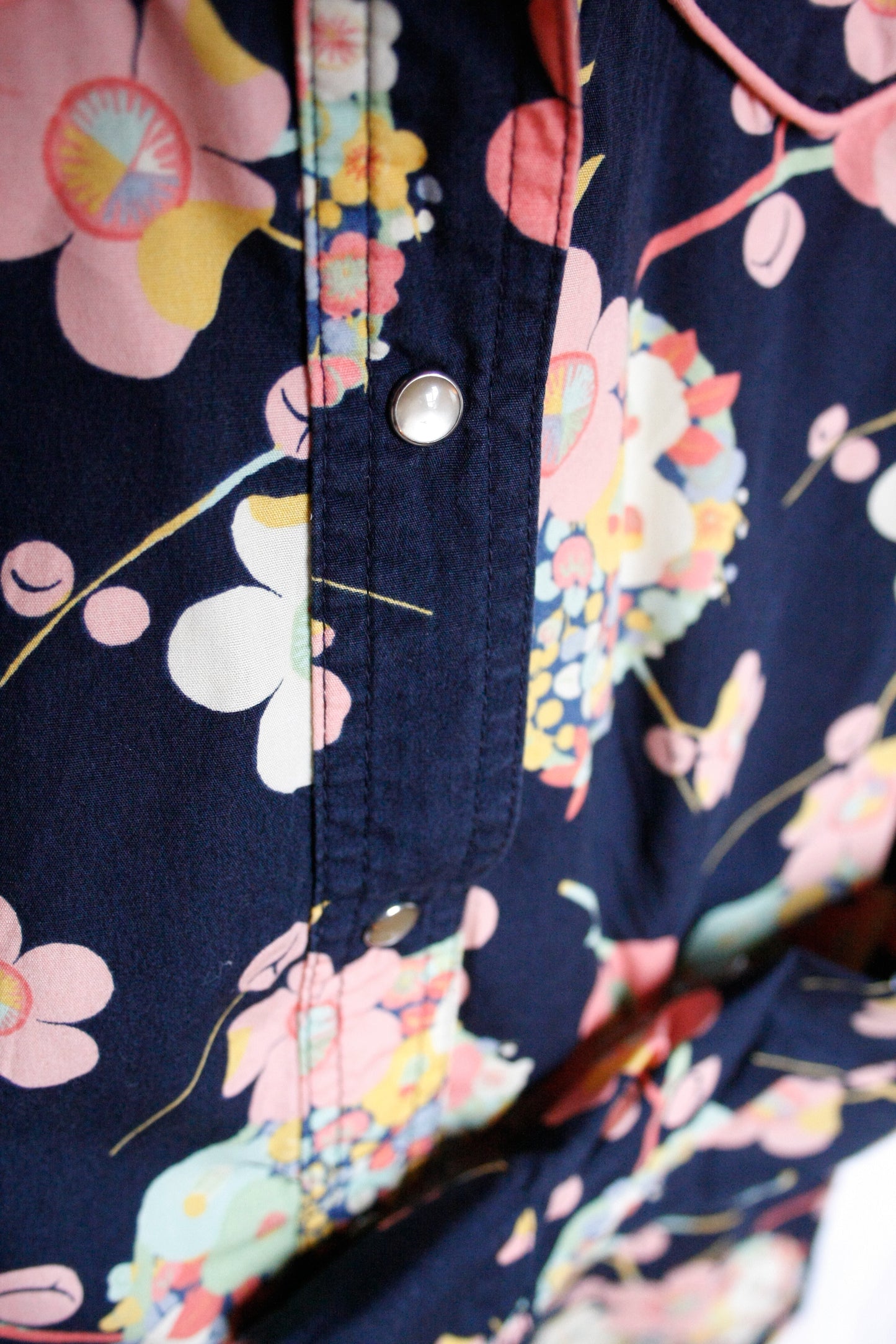 Vintage Showoberteil Ranchriding Floral blau/rosa Damen S