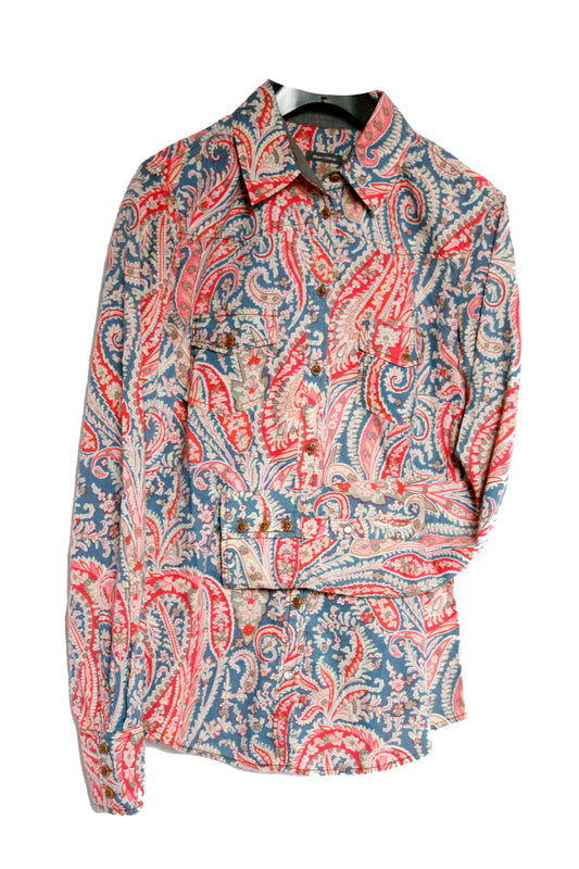 Showoberteil Ranchriding Paisley Blau Rot Damen XS