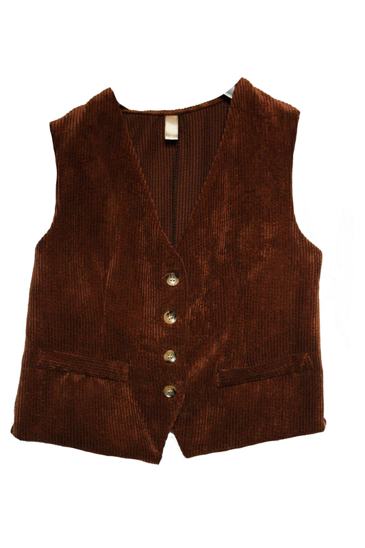 Vintage Ranch Riding Weste Cord braun Damen S