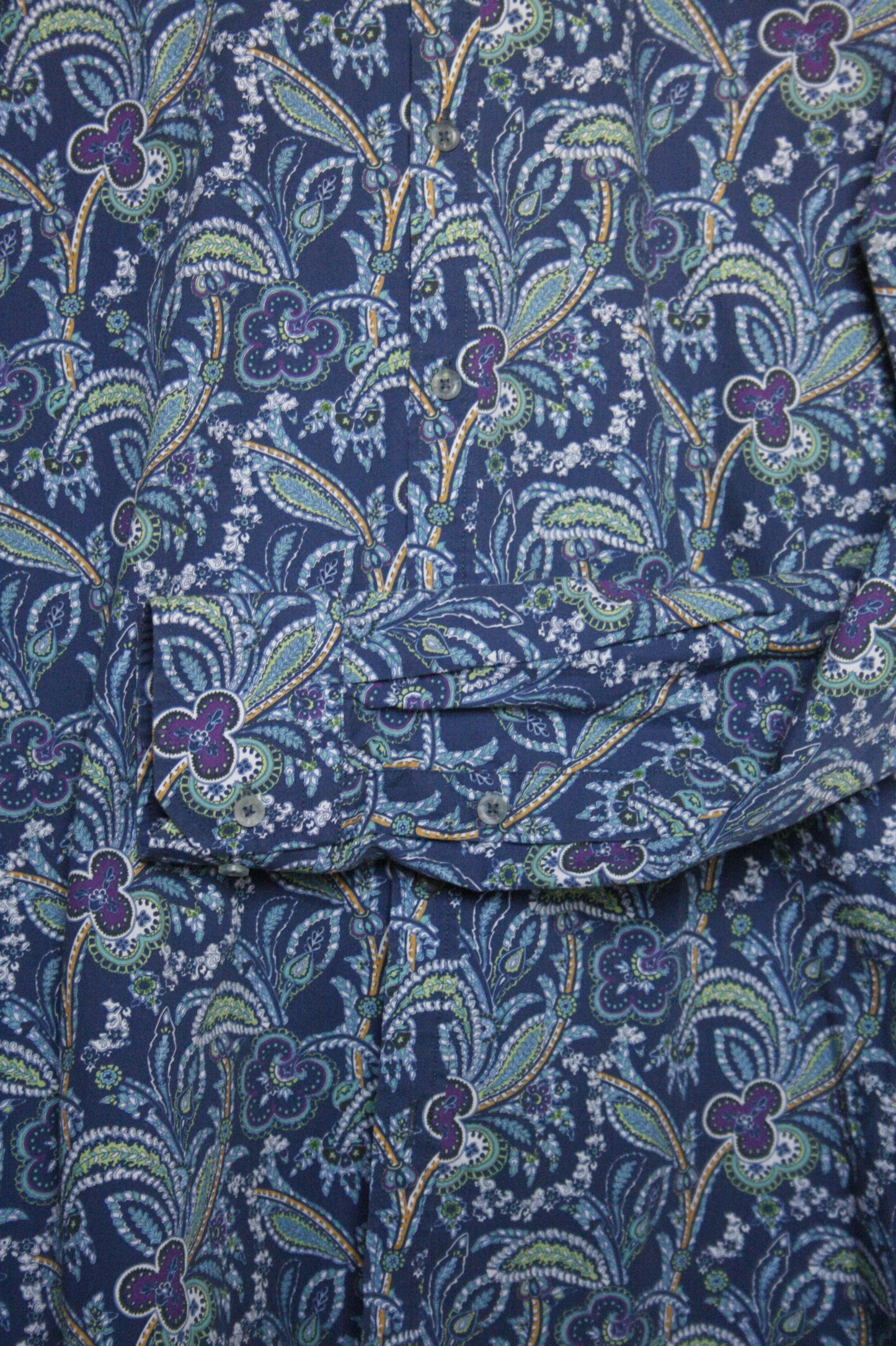 Showoberteil Paisley Blau/grün Herren M