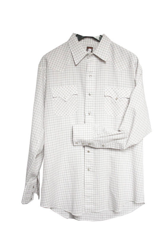 Vintage Showoberteil kariert weiß Herren XXL